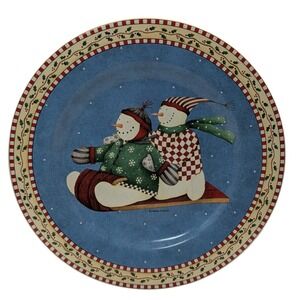 Vintage Sakura Debbie Mumm Plate Salad Christmas Holiday Jolly Snowmen 2000